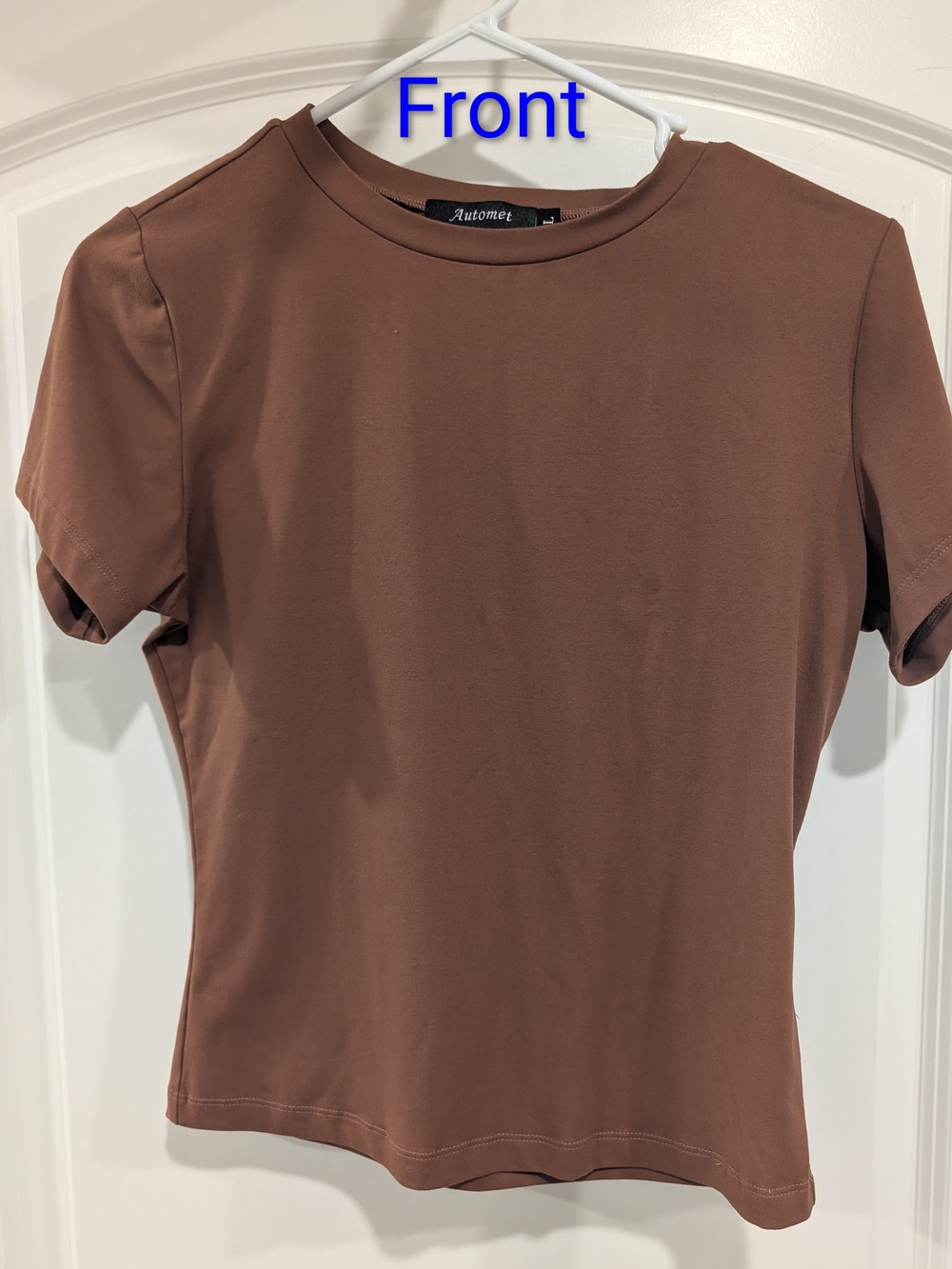 Automet Women's Short Sleeve Brown Crewneck Tee Size L